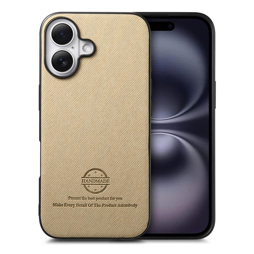 iPhone 17 Twill Fabric Leather Skin Back Phone Case - Khaki