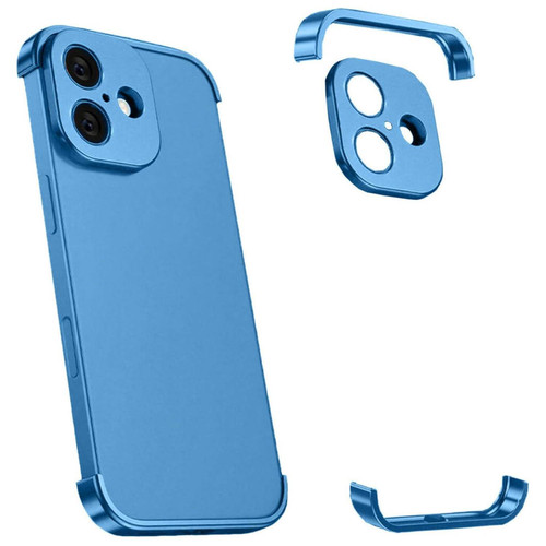 iPhone 17 Ultra-thin Frameless Titanium Alloy Four Corner Shockproof Phone Case - Light Blue