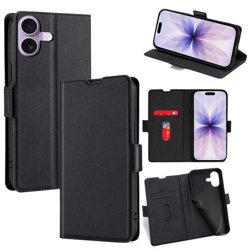 iPhone 17 Ultra-thin Voltage Side Buckle Horizontal Flip Leather Phone Case - Black