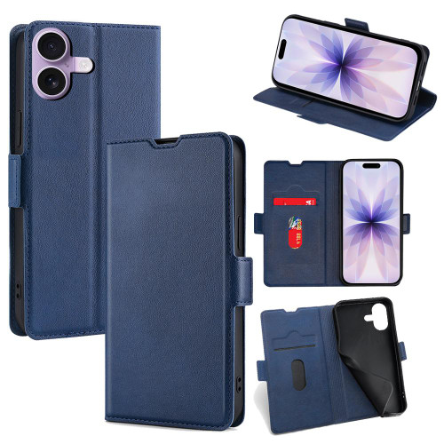 iPhone 17 Ultra-thin Voltage Side Buckle Horizontal Flip Leather Phone Case - Blue