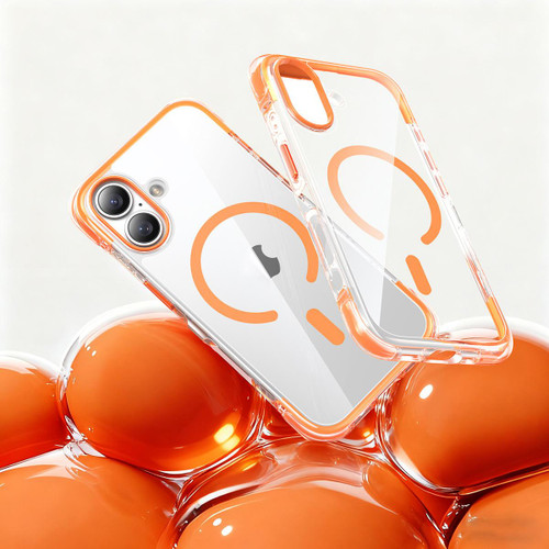 iPhone 17 Vacuum Airbag TPU + Acrylic Magnetic Shockproof Phone Case - Orange