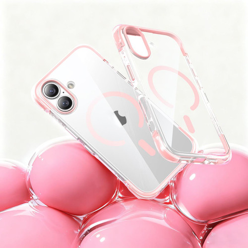 iPhone 17 Vacuum Airbag TPU + Acrylic Magnetic Shockproof Phone Case - Pink