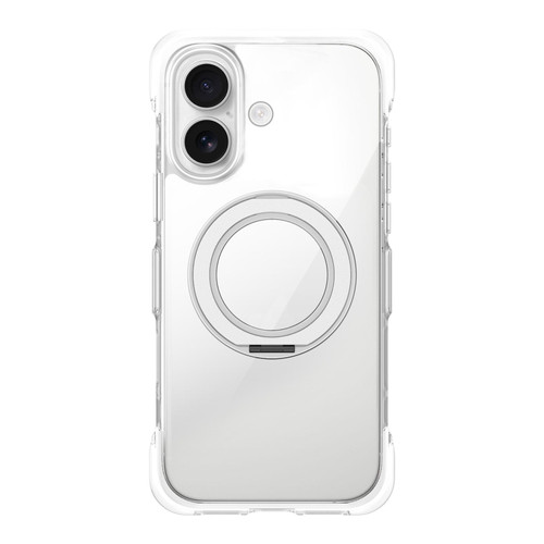 iPhone 17 Vacuum-Sealed Transparent Airbag Magnetic Rotation Holder Acrylic Phone Case - White