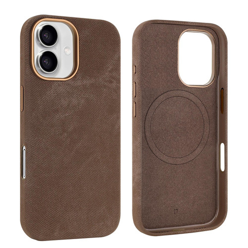 iPhone 17 VIETAO Retro Denim Texture PU Leather MagSafe Phone Case - Brown