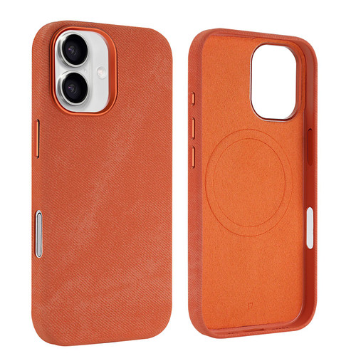 iPhone 17 VIETAO Retro Denim Texture PU Leather MagSafe Phone Case - Orange
