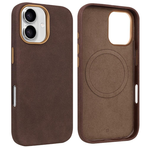 iPhone 17 VIETAO Suede MagSafe PU Leather Phone Case - Coffee Brown