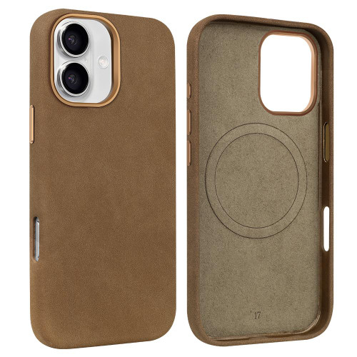 iPhone 17 VIETAO Suede MagSafe PU Leather Phone Case - Dark Brown