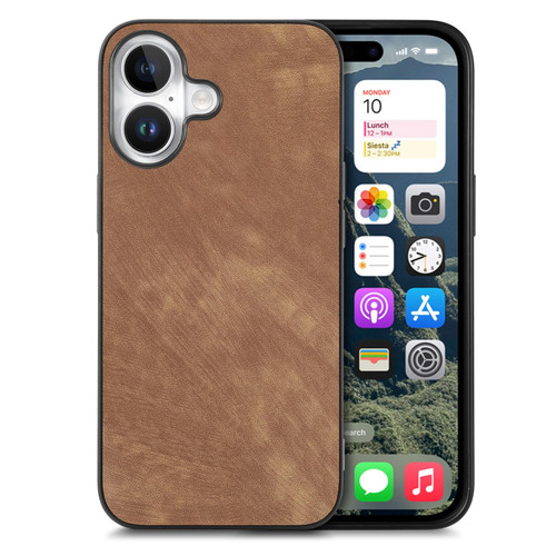 iPhone 17 Vintage Leather PC Back Cover Phone Case - Brown