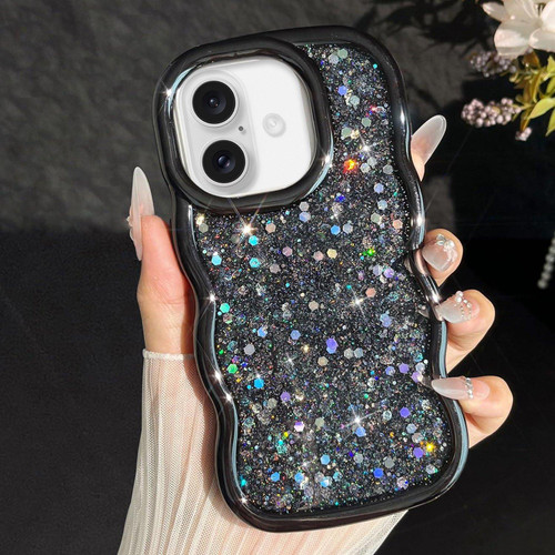 iPhone 17 Wave Glitter Sequined Electroplated Phone Case - Black