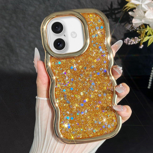 iPhone 17 Wave Glitter Sequined Electroplated Phone Case - Gold