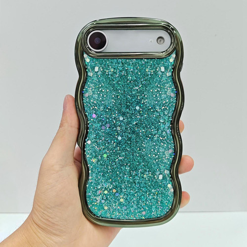 iPhone 17 Wave Glitter Sequined Electroplated Phone Case - Green