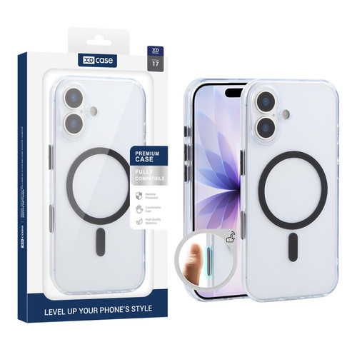 iPhone 17 XDcase Frosted Transparent Magnetic Shockproof Phone Case - Black