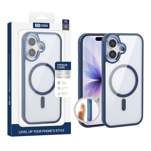 iPhone 17 XDcase JINDUN Clear Cover Independent Metal Button Magnetic Phone Case - Blue