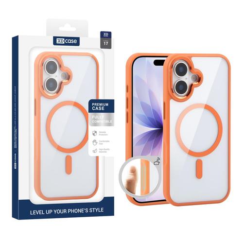 iPhone 17 XDcase JINDUN Clear Cover Independent Metal Button Magnetic Phone Case - Orange