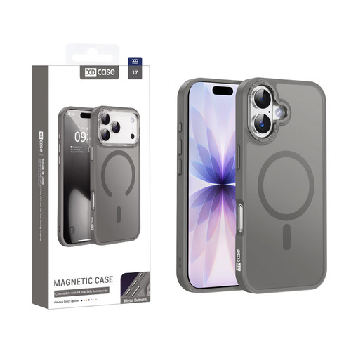 iPhone 17 XDcase Metal Lens Frame Skin Feel Magnetic Phone Case - Grey
