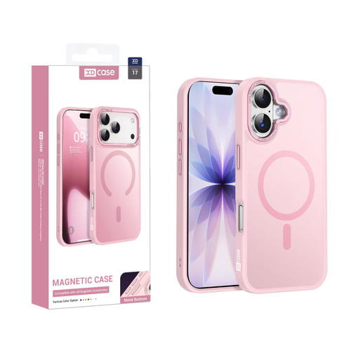 iPhone 17 XDcase Metal Lens Frame Skin Feel Magnetic Phone Case - Pink