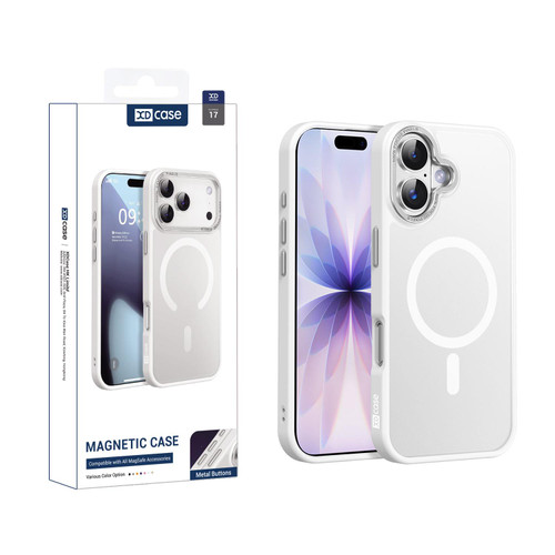 iPhone 17 XDcase Metal Lens Frame Skin Feel Magnetic Phone Case - White