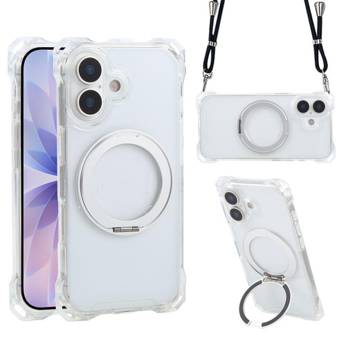 iPhone 17 XDcase Pivot Stand Four-Corner Hole Magnetic Phone Case, Lanyard Not Included - Transparent