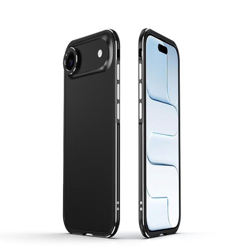 iPhone Air Aurora Series Lens Protector + Metal Frame Phone Case - Black Silver