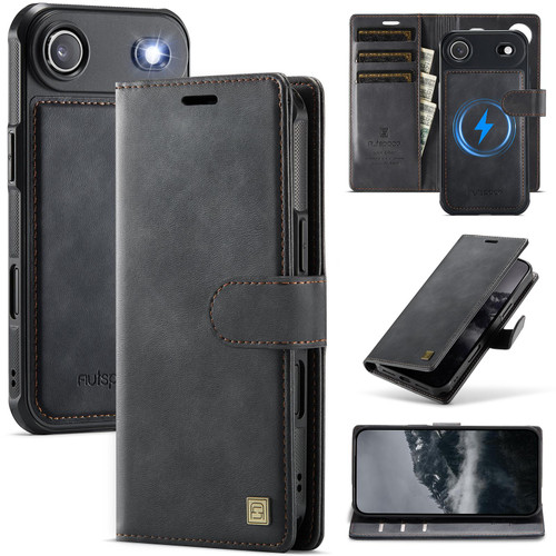 iPhone Air AutSpace A05 2 in 1 Retro Calf Texture MagSafe Magnetic Phone Case - Black