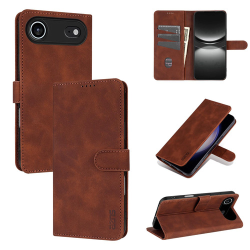 iPhone Air AZNS Skin Feel Calf Texture Flip Leather Phone Case - Brown
