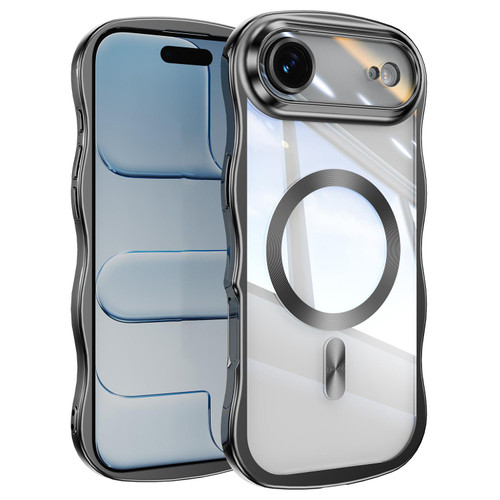 iPhone Air Big Wave Electroplating MagSafe Magnetic Phone Case - Black