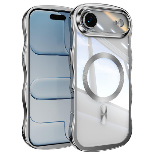iPhone Air Big Wave Electroplating MagSafe Magnetic Phone Case - Silver