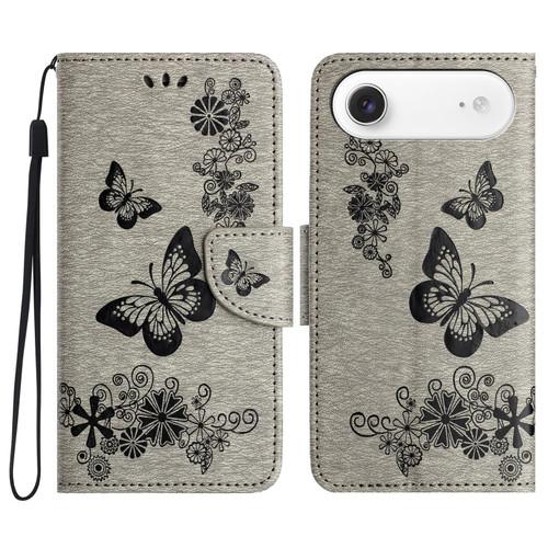 iPhone Air Butterfly Embossed Flip Leather Phone Case - Grey