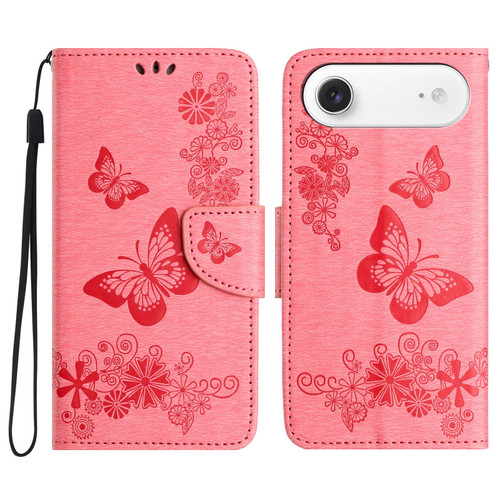 iPhone Air Butterfly Embossed Flip Leather Phone Case - Pink