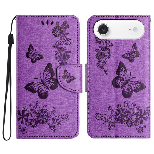 iPhone Air Butterfly Embossed Flip Leather Phone Case - Purple