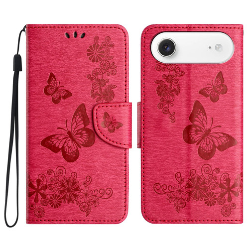 iPhone Air Butterfly Embossed Flip Leather Phone Case - Red