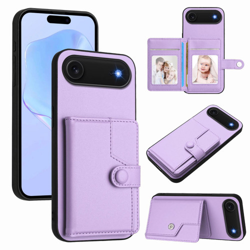 iPhone Air Button Card Bag RFID Anti-theft Phone Case - Purple