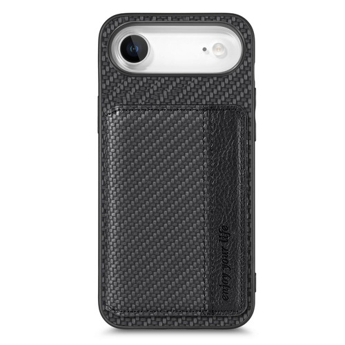 iPhone Air Carbon Fiber Magnetic Card Wallet RFID Blocking Phone Case - Black