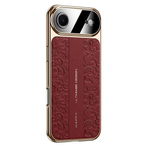 iPhone Air Cloud Dragon Pattern Plain Leather PC Phone Case - Red