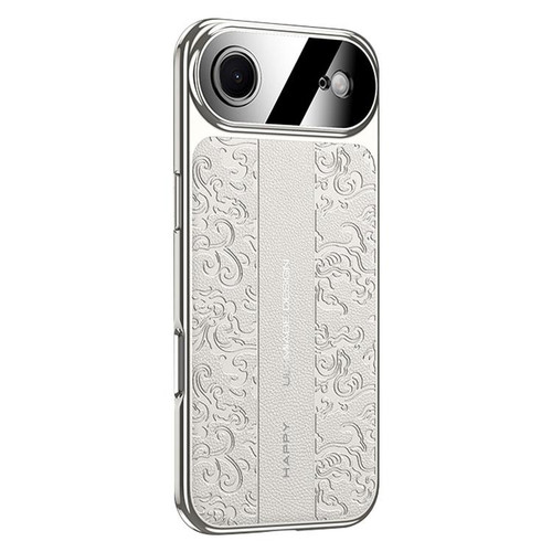 iPhone Air Cloud Dragon Pattern Plain Leather PC Phone Case - White