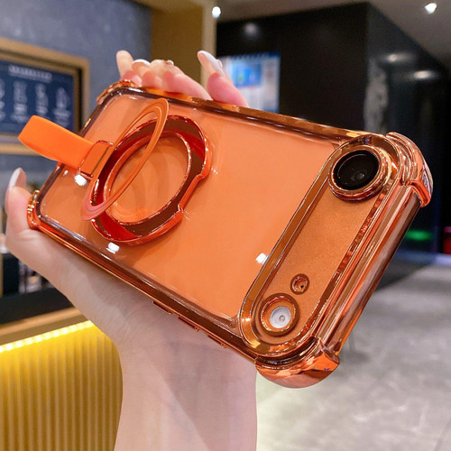 iPhone Air Crystal Shield Ring Holde TPU + Acrylic Magnetic Phone Case - Orange