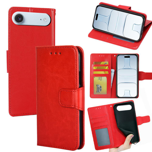 iPhone Air Crystal Texture Leather Phone Case - Red