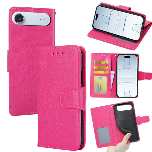 iPhone Air Crystal Texture Leather Phone Case - Rose Red