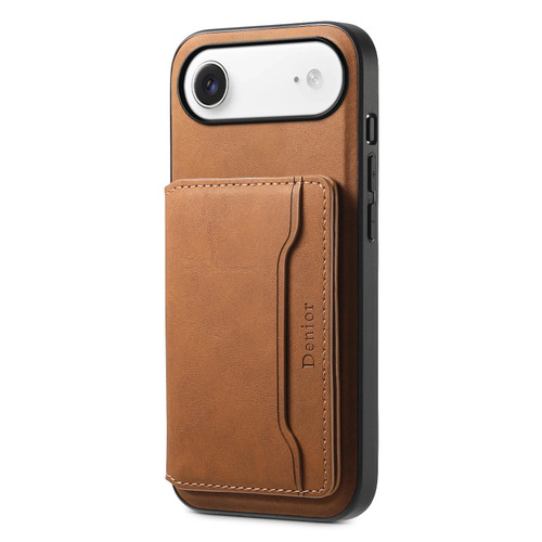iPhone Air Denior D13 Retro Texture Leather MagSafe Card Bag Phone Case - Brown