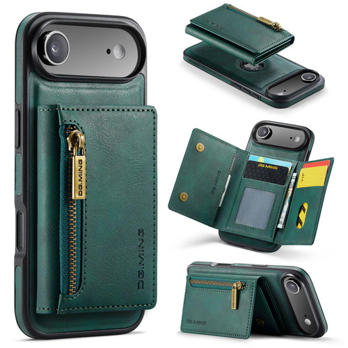 iPhone Air DG.MING M5 Series Zip RFID Multi Card Detachable Leather Phone Case - Green