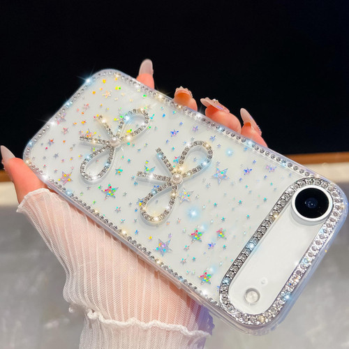 iPhone Air Diamond Glitter Dual Bow-knot Shockproof Phone Case - Transparent Stars