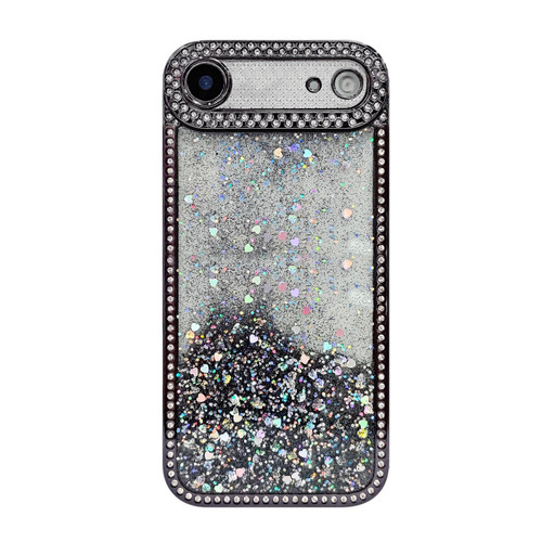 iPhone Air Diamond Gradient Glitter Sequins Plated Phone Case - Black