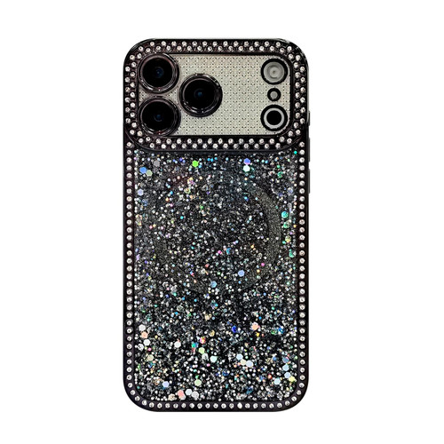 iPhone Air Diamond Sequins Glitter MagSafe Electroplating Phone Case - Black