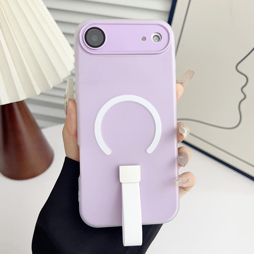 iPhone Air Eagle Eye Dual-layer Jelly Magnetic Phone Case with Silicone Strap & Lens Film - Purple