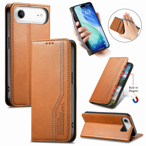 iPhone Air Elastic Wristband Magnetic Suction Leather Phone Case - Brown