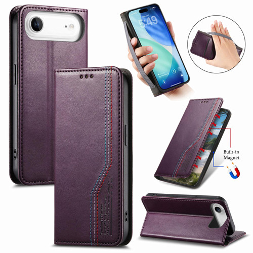 iPhone Air Elastic Wristband Magnetic Suction Leather Phone Case - Purple