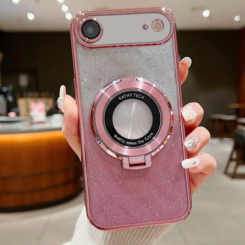 iPhone Air Electroplated Holder Gradient Glitter MagSafe Phone Case - Pink