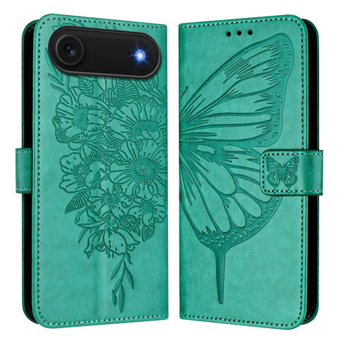 iPhone Air Embossed Butterfly Leather Phone Case - Green