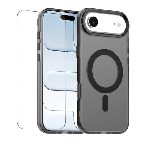 iPhone Air ENKAY Hat-Prince MagSafe Candy Color Phone Case with Thick Adhesive Glass Film - Black