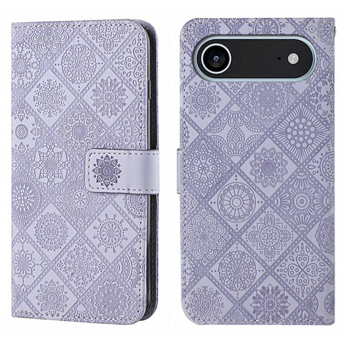 iPhone Air Ethnic Style Embossed Pattern Leather Phone Case - Purple